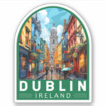 Dublin Ireland Travel Art Vintage<br><div class="desc">Dublin retro vector travel design. Its historic buildings include Dublin Castle,  dating to the 13th century,  and imposing St Patrick’s Cathedral,  founded in 1191.</div>