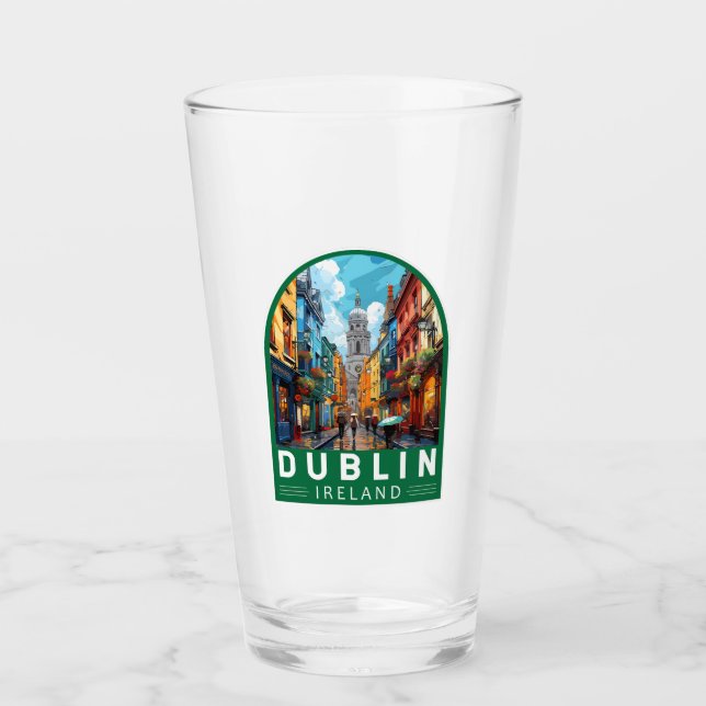 Dublin Ireland Travel Art Vintage Glass (Front)