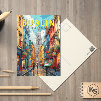 Dublin Ireland Travel Art Vintage