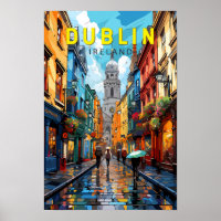 Dublin Ireland Travel Art Vintage