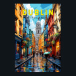 Dublin Ireland Travel Art Vintage Poster<br><div class="desc">Dublin retro vector travel design. Its historic buildings include Dublin Castle,  dating to the 13th century,  and imposing St Patrick’s Cathedral,  founded in 1191.</div>