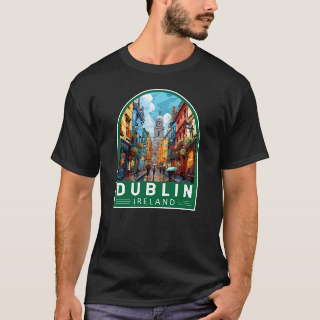 Dublin Ireland Travel Art Vintage T-Shirt (Front)