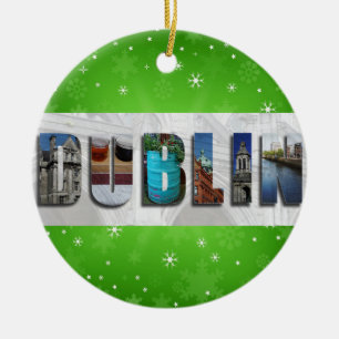 Dublin Ireland Travel Photos Snowflake Christmas Ceramic Tree Decoration