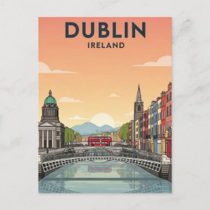 Dublin Ireland Travel Postcard