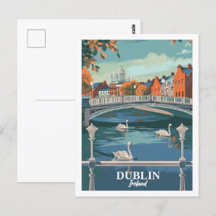 Dublin Ireland Vintage Famous Travel Place Postcard