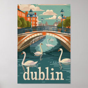 Dublin Ireland Vintage Famous Travel Place Poster