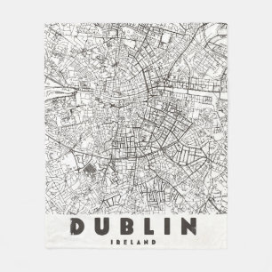 Dublin Ireland Vintage Travel Map Fleece Blanket