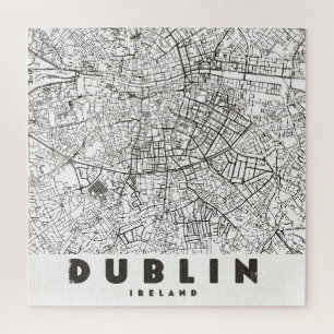 Dublin Ireland Vintage Travel Map Jigsaw Puzzle
