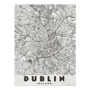 Dublin Ireland Vintage Travel Map Poster