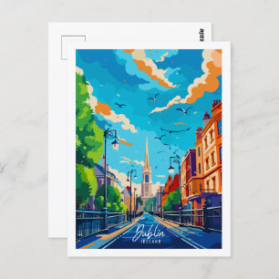 Dublin Ireland vintage travel place illustration Postcard