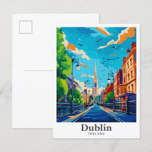 Dublin Ireland Vintage Travel Portrait Postcard