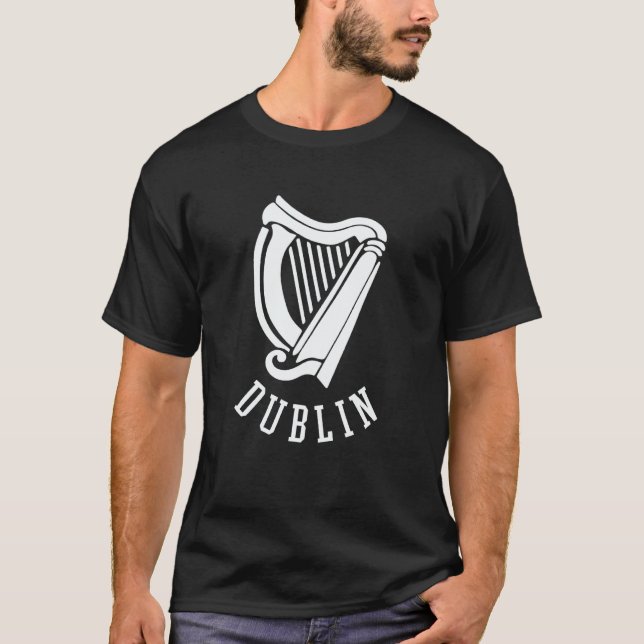 Dublin Irish Celtic Harp s Medieval s Emblem of Du T-Shirt (Front)