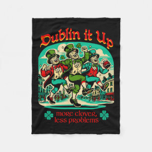 Dublin It Up - Irish Leprechauns Dancing Fleece Blanket