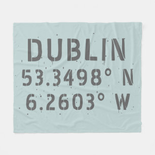 Dublin Latitude Longitude Fleece Blanket