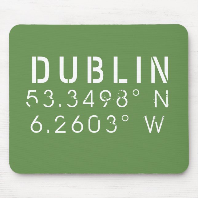 Dublin Longitude Latitude Mouse Mat (Front)