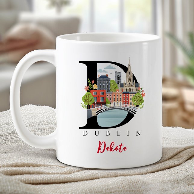 Dublin Monogram Letter D Personalised Gift Coffee Mug (Dublin Monogram Letter D Personalized Gift Coffee Mug)