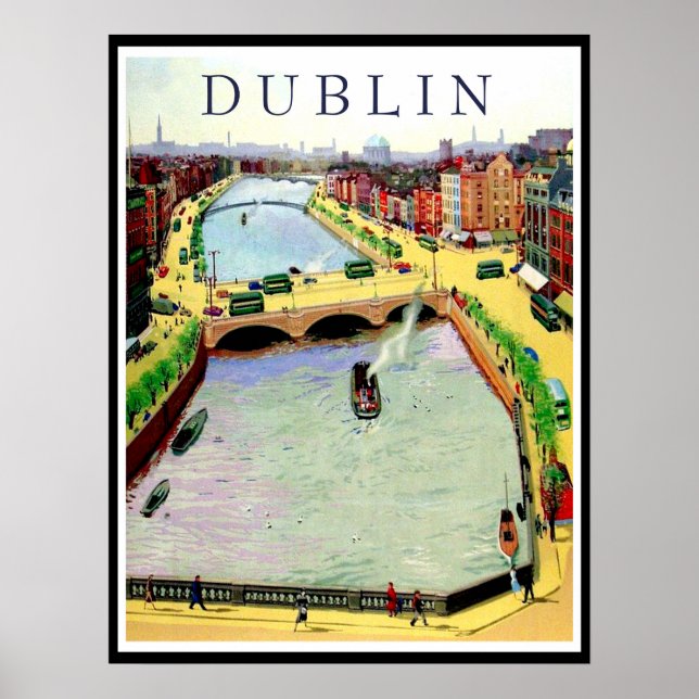 Dublin, O'Connell Bridge over the River Liffey Poster (Front)