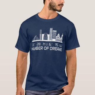 Dublin Skyline GPS Coordinates City Dream City T-Shirt