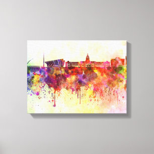 Dublin skyline in watercolor background canvas print