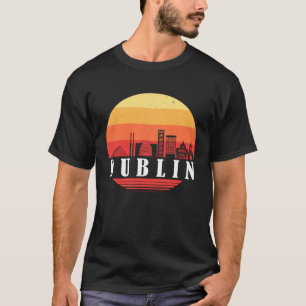 Dublin Skyline Sunset in Retro Vintage Style T-Shirt