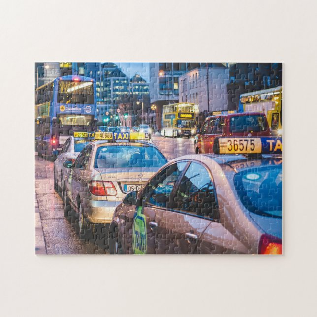 Dublin Street Scene Ireland. Irish Taxi. Jigsaw Puzzle (Horizontal)