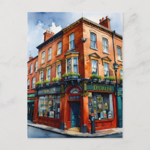 Dublin watercolor art postcard