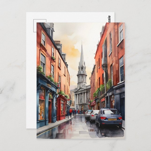 Dublin watercolor art postcard (Front/Back)