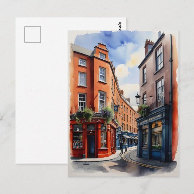 Dublin watercolor art postcard (Front/Back)