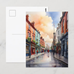 Dublin watercolor art postcard