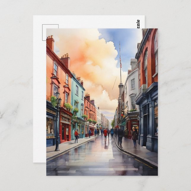 Dublin watercolor art postcard (Front/Back)