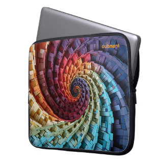 Dubman Design: Fibonacci Rainbow Trippy Spiral Laptop Sleeve