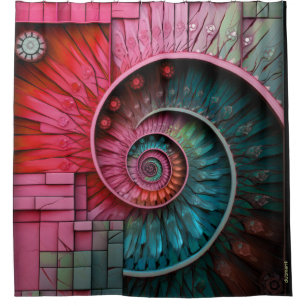 Dubman Designs: Fibonacci Mosaic Spiral Shower Curtain