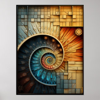 Dubman Designs: Glowing Fibonacci Spiral Collage Poster
