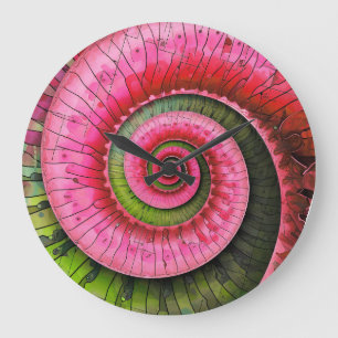 Dubman Designs: Glowing Pink and Green Fibonacci Large Clock