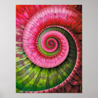Dubman Designs: Glowing Pink and Green Fibonacci
