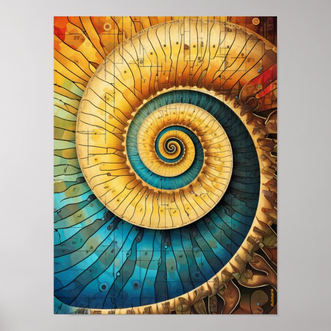Dubman Designs: Golden Ratio, Glowing Fibonacci  Poster (Front)