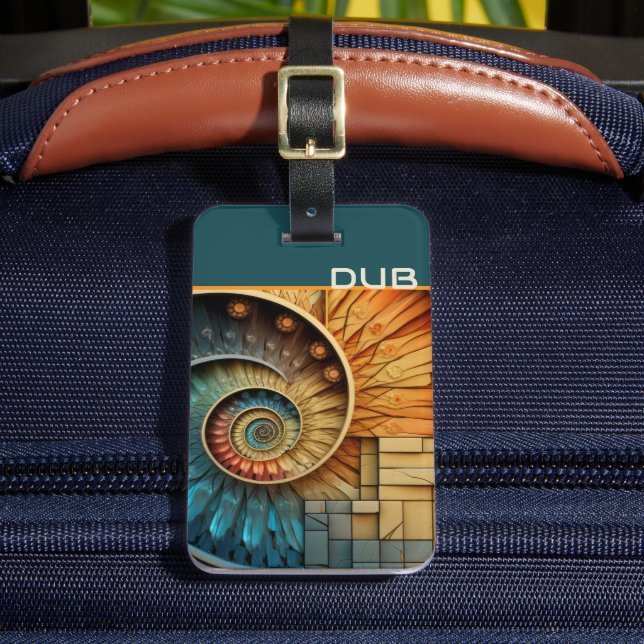 Dubman Does Design: Glowing Fibonacci Sequence Luggage Tag (Front Insitu 2)