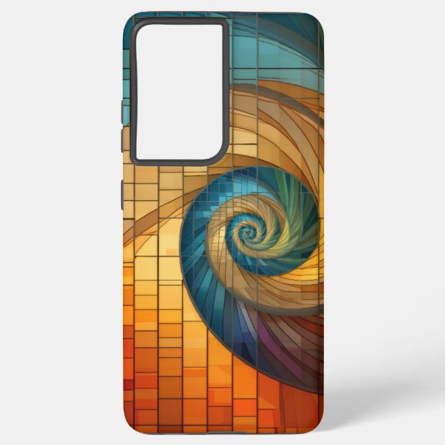 Dubman Does Design: Glowing Fibonacci Spiral Art Samsung Galaxy S21+ Case (Back)