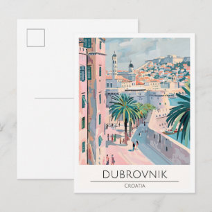 Dubrovnik Croatia Art Illustration Travel Postcard