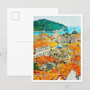 Dubrovnik Croatia Beautiful Oil Paint Landscape Postcard