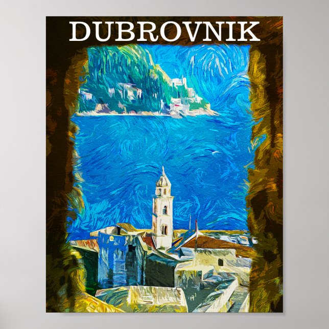 Dubrovnik Croatia Drawing Watercolor  Poster (Front)