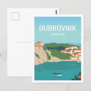 Dubrovnik Croatia Famous Travel Place Illustration Postcard