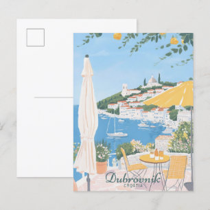 Dubrovnik Croatia Gouache Illustration Travel Postcard