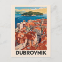 Dubrovnik Croatia Illustration Travel Art Vintage