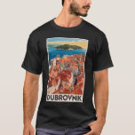 Dubrovnik Croatia Illustration Travel Art Vintage T-Shirt<br><div class="desc">Dubrovnik retro vector travel design. It's known for its distinctive Old Town,  encircled with massive stone walls completed in the 16th century.</div>