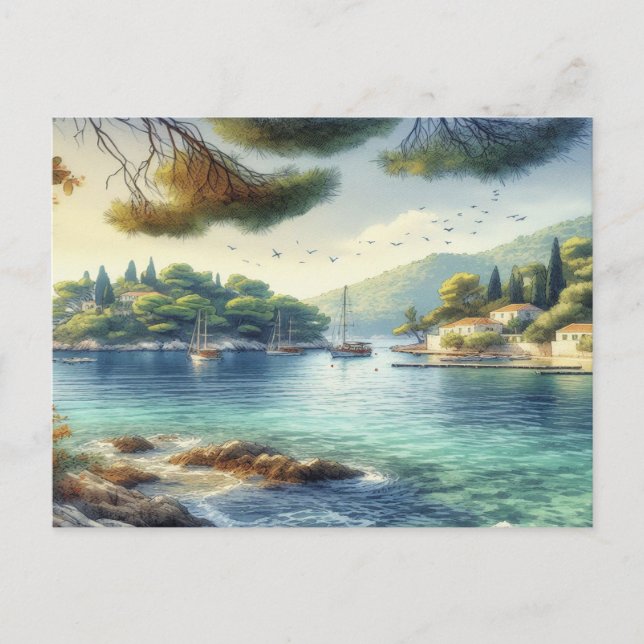  Dubrovnik Croatia Mljet island watercolor Postcard (Front)