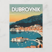 Dubrovnik Croatia Nostalgic Travel Art Poster