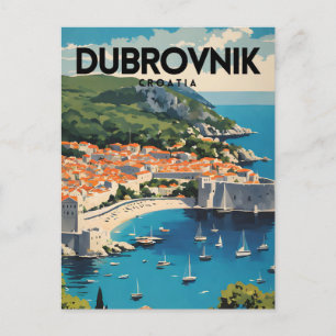 Dubrovnik Croatia Nostalgic Vintage Travel Postcard