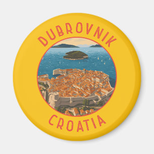 Dubrovnik Croatia Retro Distressed Circle Magnet