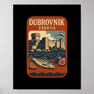 Dubrovnik Croatia Souvenir Croatian Food And Trave Poster